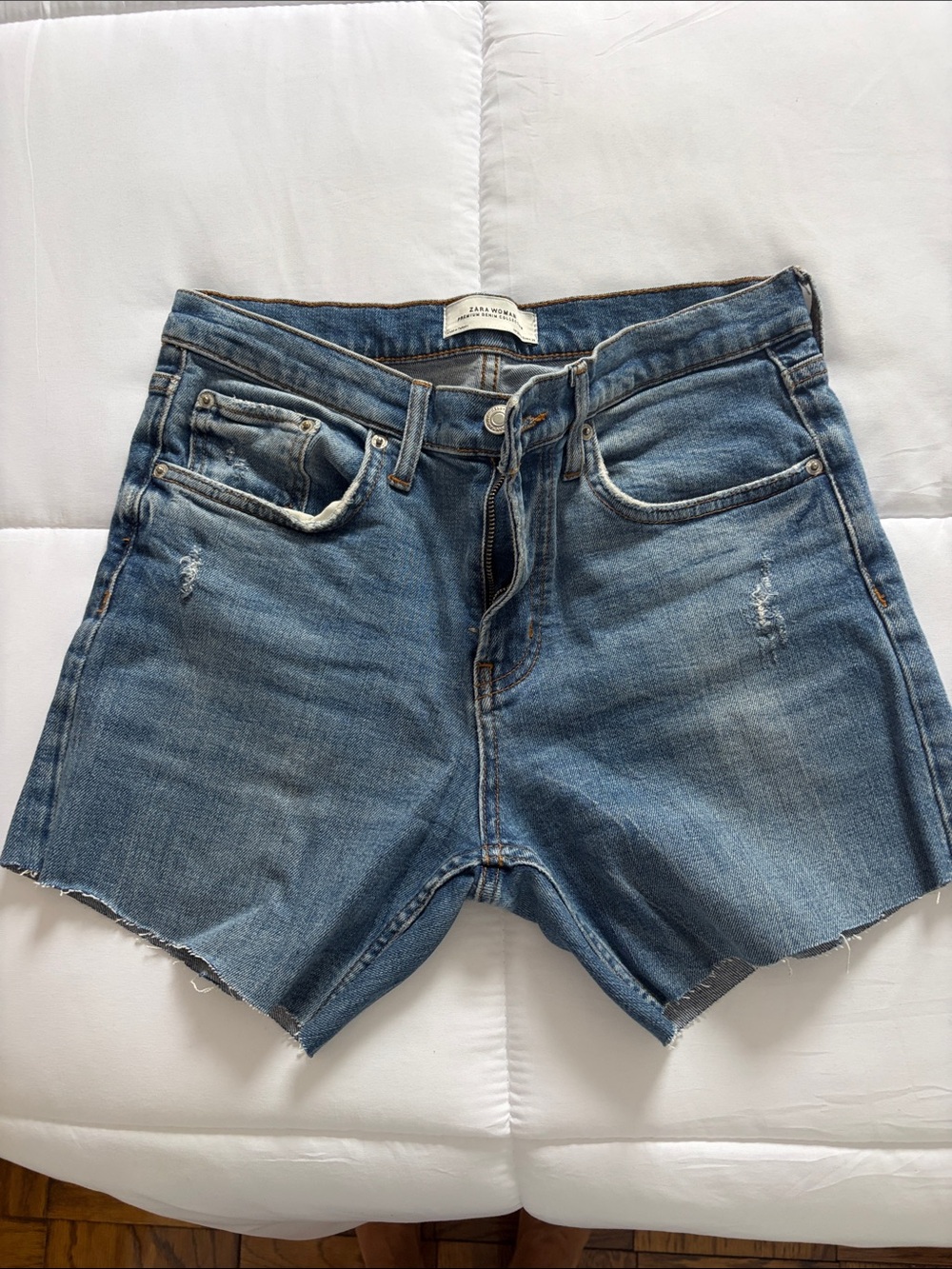 Zara Blue Distressed Denim Cutoff Shorts